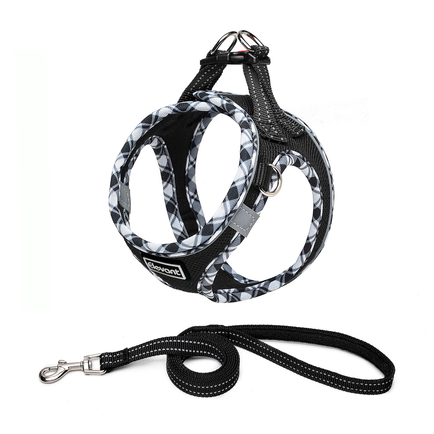 Elevant Step-in Dog Harness and Lead Set, Soft Mesh Adjustable Reflective Breathable No Pull Puppy Dog Vest Harnesses for Small Medium Dogs, Cats, Puppies (S, Black)