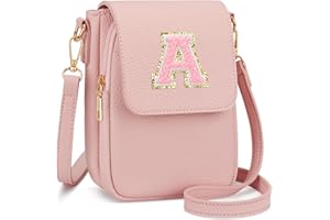 CLOUDWINGS Gift for Girls Small Initial Crossbody Bag for Teens Vegan Leather Cell Phone Kids Purse