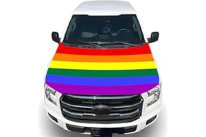 Tobethay Rainbow Hood Cover Flag - 63x51 IN Funny Pride Decorations Hood Cover Flag for LGBTQ Car Decorations, Car Bonnet Banner with 2 Pack Adjustable Triangular Fasteners