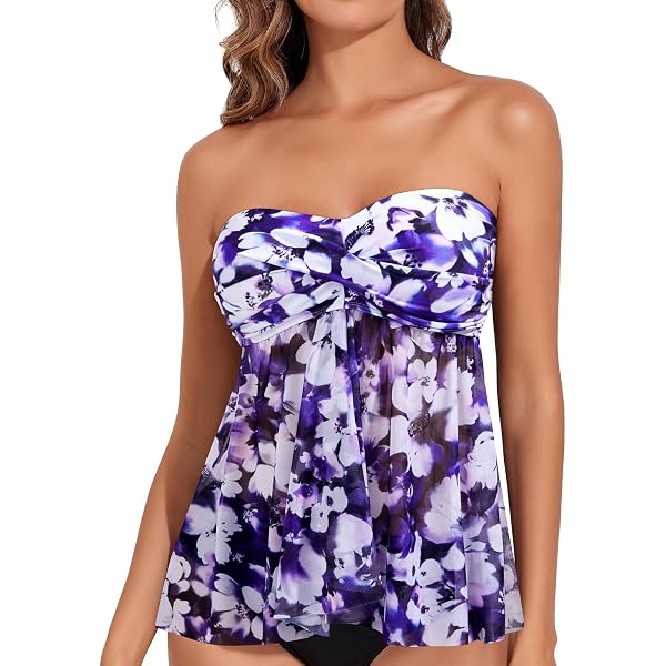 Tankini Donna Kona Sol Taglia M (8-10) – Collo Alto Con Stampa Floreale Paisley – Viola