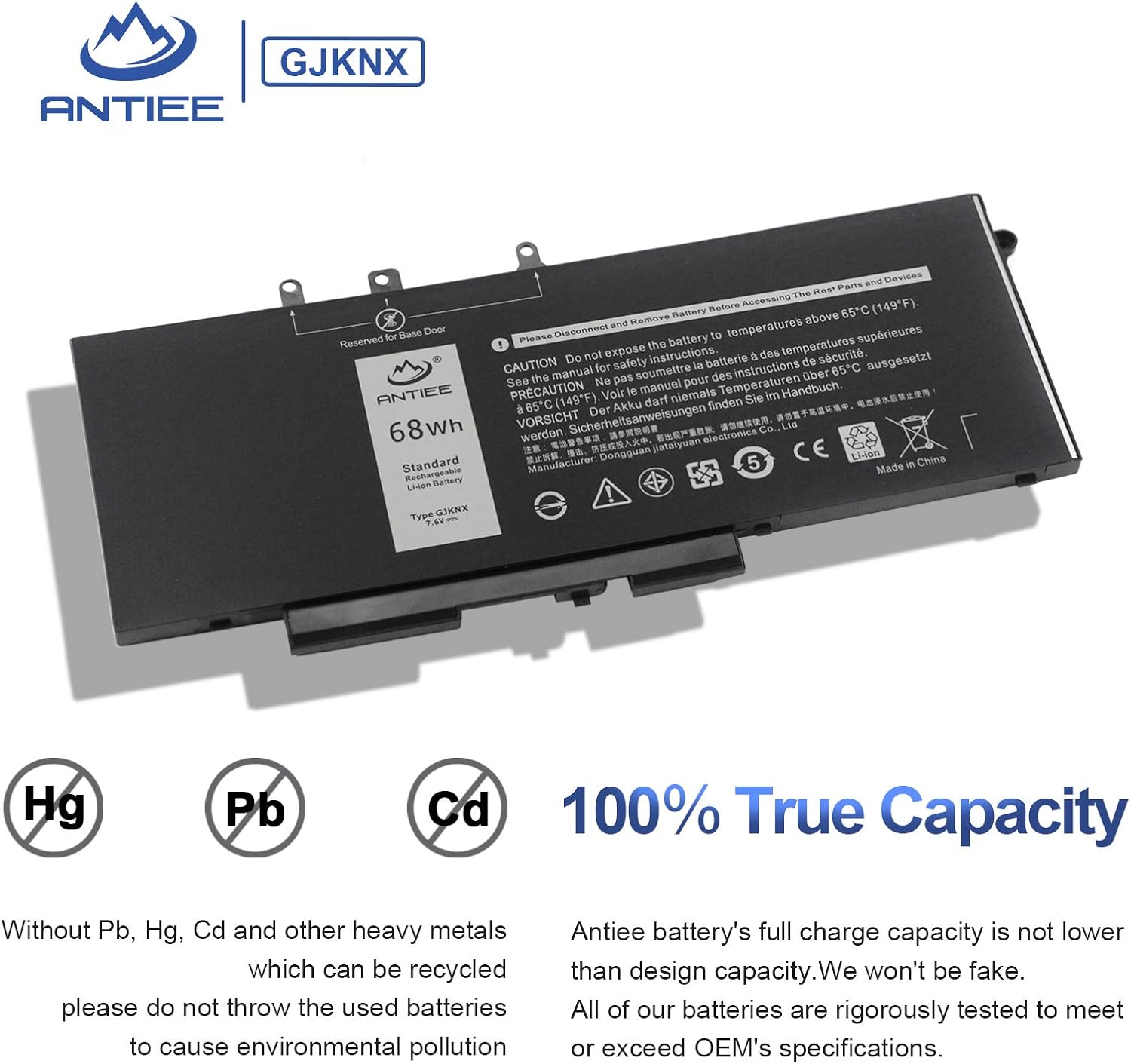 ANTIEE 68Wh GJKNX Battery Replacement for Dell Latitude 5480 5580 5280 5590 5490 E5480 E5580 E5490 E5590 Precision 15 3520 3530 Series GD1JP 0GD1JP DY9NT 0DY9NT 5YHR4 451-BBZG 7.6V 4-Cell 8500mAh - Image 5