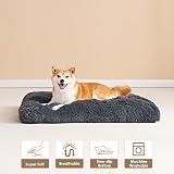 EHEYCIGA Fluffy XXL Dog Crate Bed Calming Anti Anxiety 120x90x10cm Dark Grey view 6