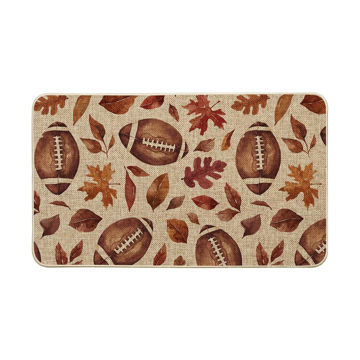 Photo 1 of Artoid Mode Rugby Maple Leaves Football Fall Doormat, Autumn Home Decor Low-Profile Switch Rug Door Mat Floor Mat for Indoor Outdoor 17x29 Inch