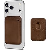 Belemay Minimal Wallet Compatible with Magsafe, Strong Magnetic Card Holder for 1-2 Cards, Unique Crazy Horse Leather, Compatible with iPhone 17/16/15/14/13/12 Series and MagSafe Cases, Vintage Brown