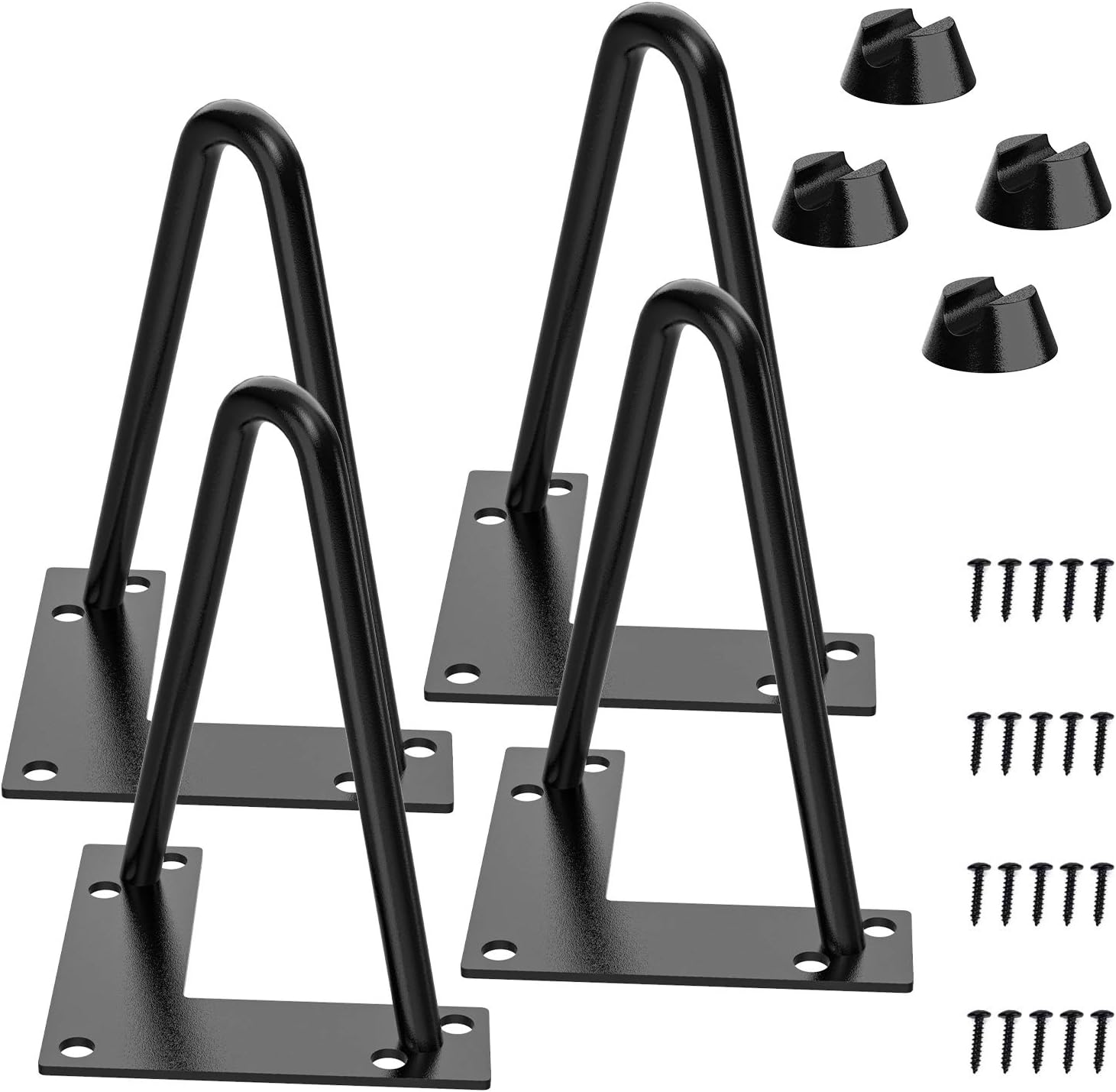 6 Inch Hairpin Furniture Legs - Set of 4 Heavy Duty 2 Rods Table Legs, Metal Home DIY Projects for Sofa, TV Stand, Night Stands and Chest of Drawers, 3/8