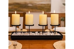 Seraphic Black Iron 4-Pillar Candelabra – Elegant Tabletop Candle Holder Centerpiece for Weddings, Dining, Parties & Home Decor