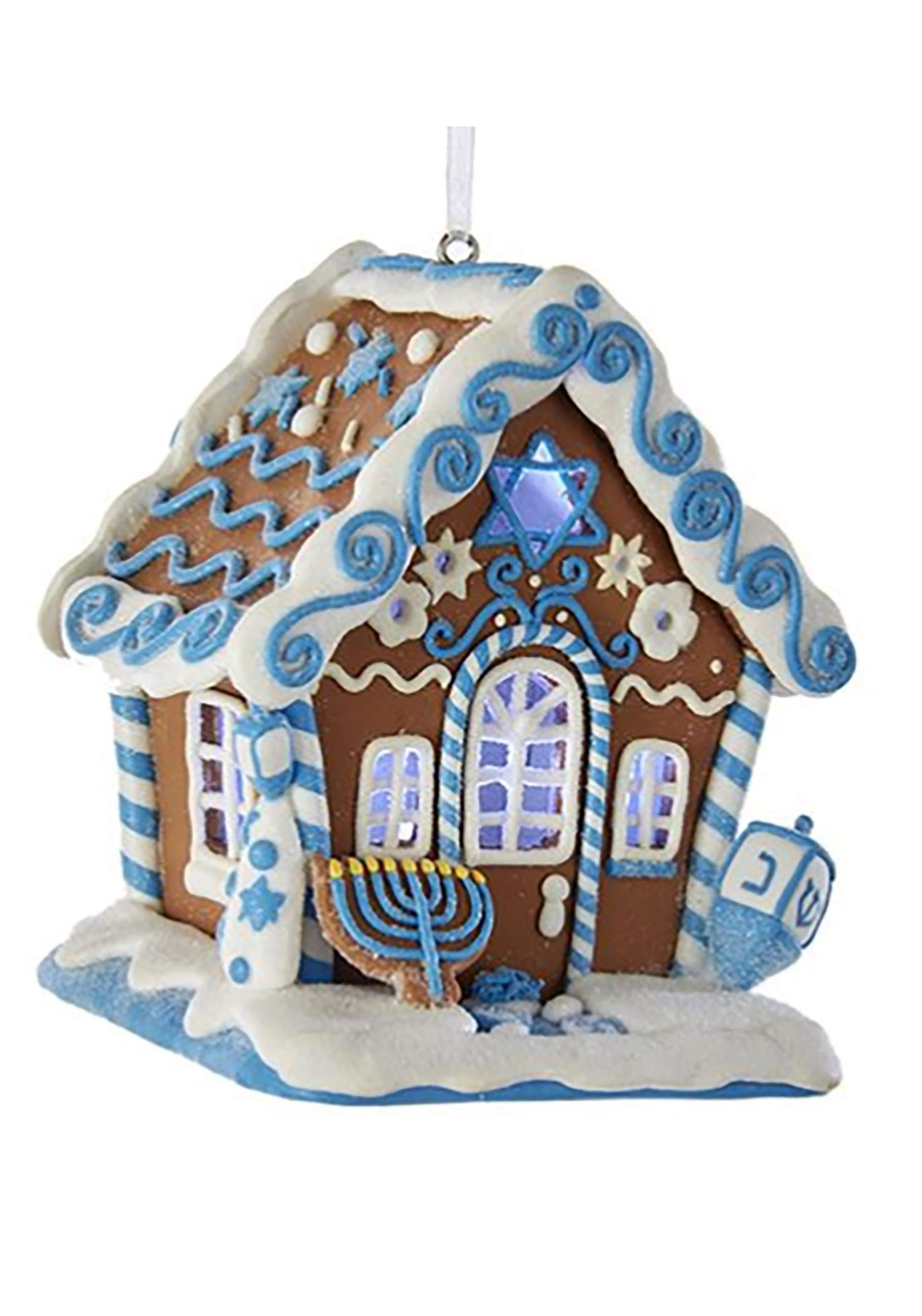 Gingerbread LED Hanukkah House Ornament