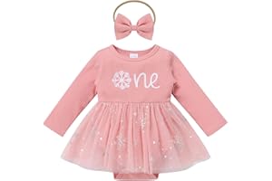 IMEKIS Baby Girl 1st Birthday Outfit Fall Pumpkin Winter Snowflake One Romper Sparkle Dress Headband Cake Smash Photo