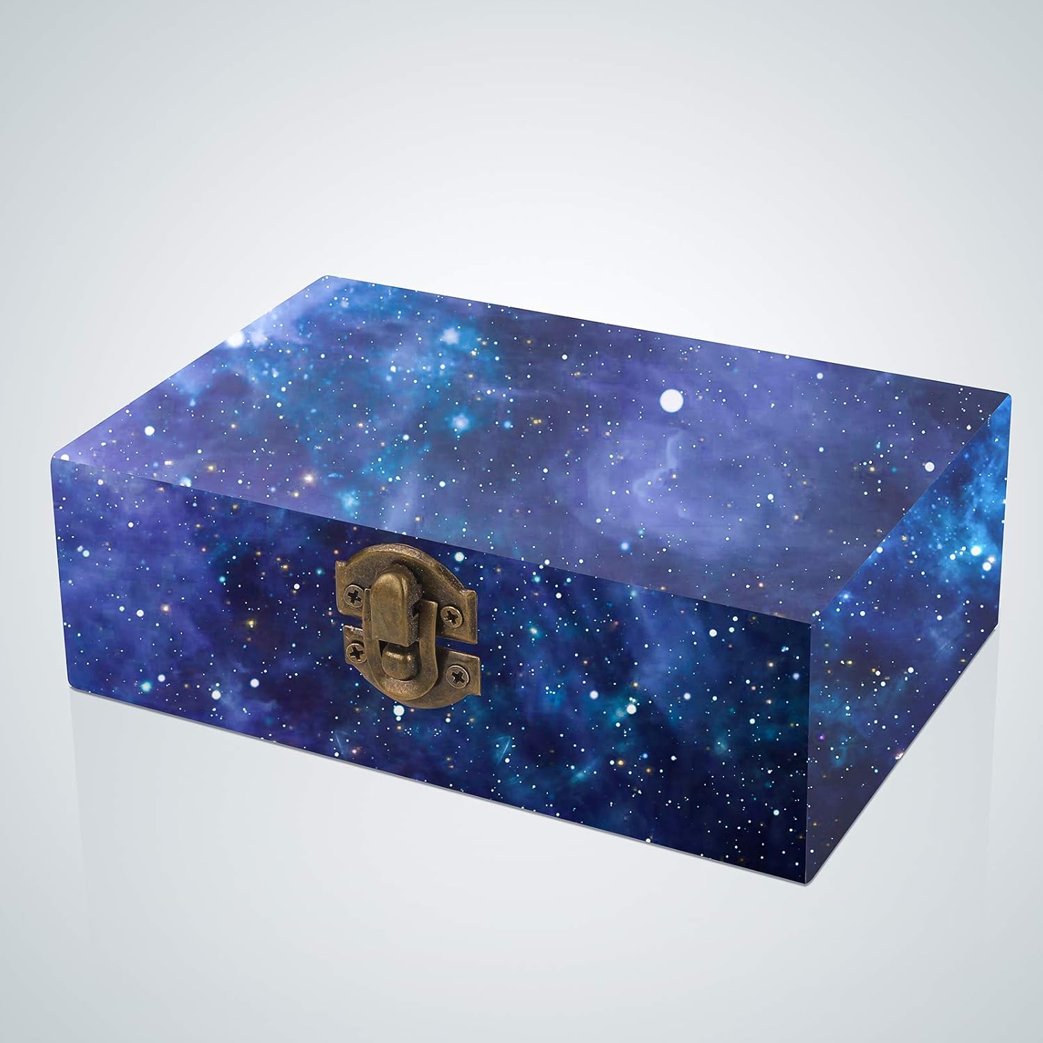 ADXCO 4 Pieces Unfinished Pine Wood Box with Hinged Lid Treasure Boxes with Locking Clasp Treasure Chest Decorate Wooden Boxes for DIY Crafting Gift Storage Box, 5.9 x 3.9 x 2 Inches