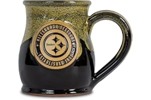 Greater Distance NFL Football Pittsburgh Steelers 14 oz Two-Tone Tall Belly Mug, Handmade Large Ceramic Coffee Mug With Team Logo for True Fans, Premium Deneen Pottery Made in USA