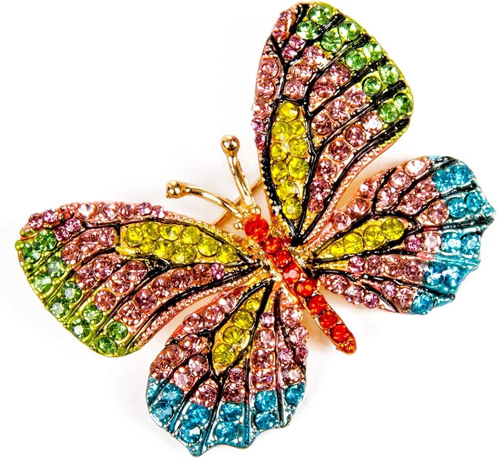 Butterfly Pin Brooch for Women Spring Rhinestone Butterfly
