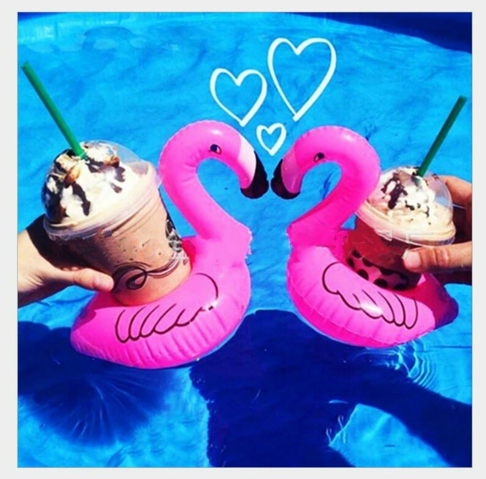 Pink Flamingo Inflatable Floating Drink Can Coke Cup Holder Coasters (5 Pack)