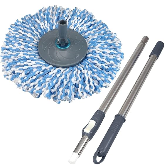 Primeway SS Rotating Spin Mop Handle/Stick Rod w/Plastic Disc and