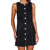Nitzana Women's Denim Dress Jean Sleeveless Button Down Shirt Mini Tank Casual Summer Dresses with Pocket 2026 Trendy Outfits