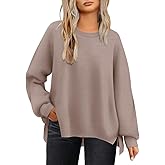 TIYOMI Plus Size Sweaters for Women Oversized Pullover Crewneck Sweater Knit Side Split Casual Sweaters Fall Winter XL-5XL