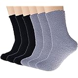 LorittaMens Fuzzy Socks, Warm Winter Fluffy Cozy Slipper Fleece Socks for Men