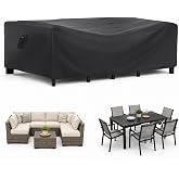 BROSYDA Waterproof Outdoor Patio Furniture Covers 108"L&times;82"W&times;28"H Black | Rain, Dust &amp; UV Protection; Heavy-duty Oxford Resists Tears &amp; Fading; Keeps Dining Tables &amp; Chair Sets Dry on Patio &amp; Deck