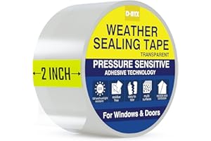 D-NYX Window Sealing Tape 1 Pack Transparent Sealing Heavy-Duty Residue-Free RV Insulation for Doors and Windows, Clear Weather Stripping Draft Isolation Tape (1 Pack 2 inch)