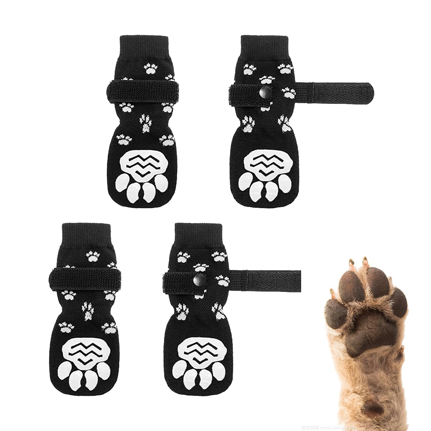 Rumyve Dog Socks Indoor Non-Slip,Dog Grip Socks with Traction Control Indoor Hardwood Floor Wear,4pcs of Adjustable Dog Socks for Super Small to Oversized Dogs(Size L