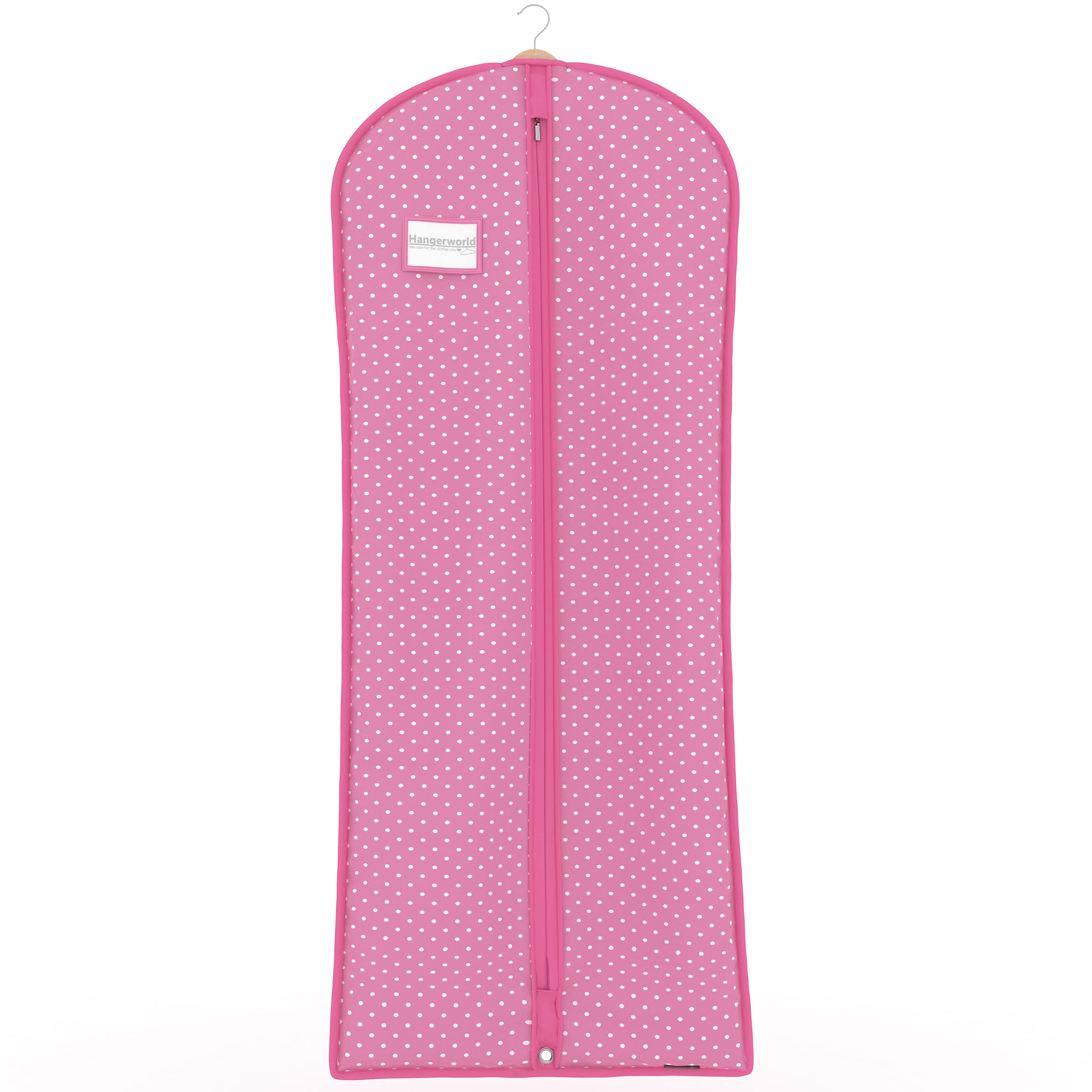 Hangerworld 60 Inch Pink Polka Dot Breathable Zipped Garment Dress Cover Bag Protector