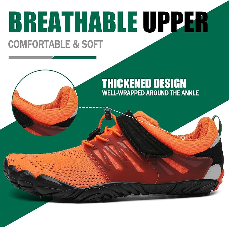 Zapatillas Barefoot Hombre Mujer Zapatillas Minimalistas Zapatos Barefoot Calzado Minimalistas Zapatillas de Trail Running Barefoot Shoes para Zero Drop Suela Naranja,Gr.42