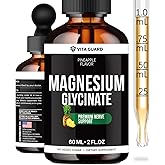 Magnesium Glycinate 500mg Liquid Drops – Sugar-Free Magnesium Supplement, Vegan Formula, 60 mL Flavor Pineapple