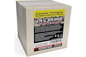 INTERACTIVIA 5 lbs Ceramic Triangular 1/4 x 3/8 for Deburring and Edge-Rounding Media for Steel, Stainless Steel, and Hard Metals - Liquid Finishing Compound and Clean, Dry and Store Bag Included