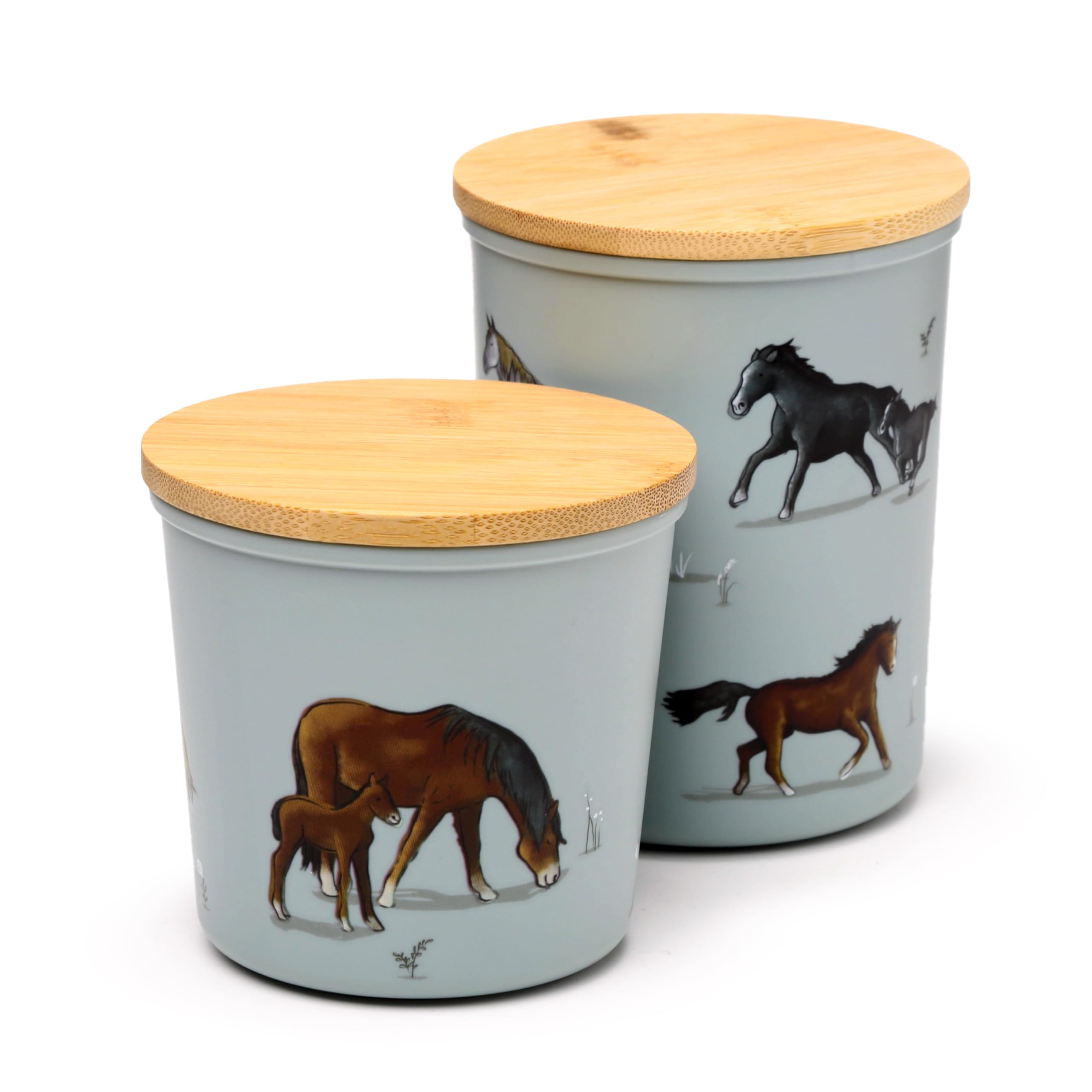 Puckator Willow Farm Set of 2 RPET & Bamboo Storage Jars S/M