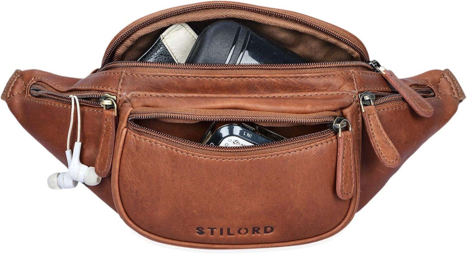 STILORD 'Eliah' Leather Waist Bag Vintage, Cognac-brown - Image 3