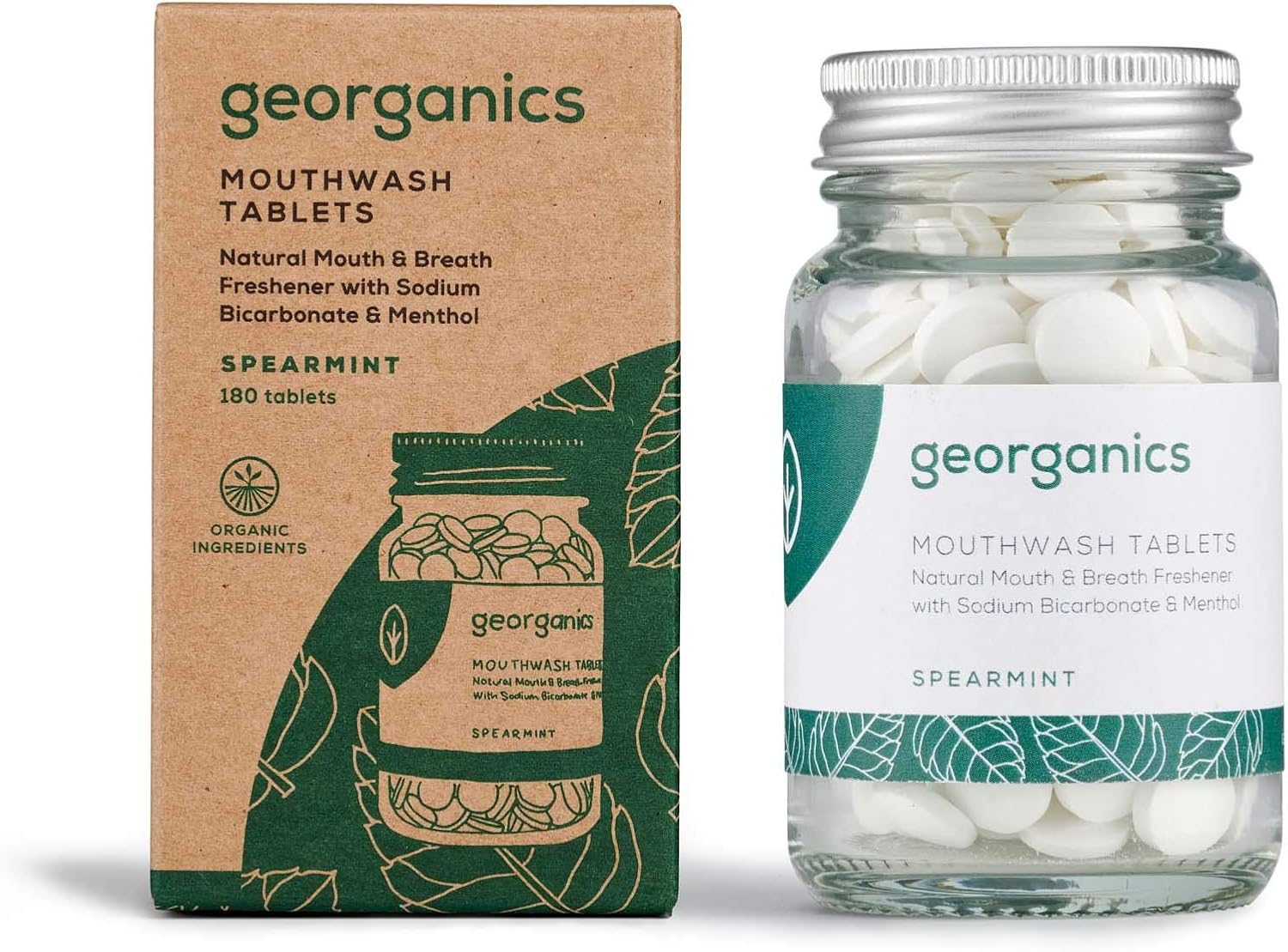 Georganics Organic Mouthwash Tablets, 180 Tablets, 3 Month Supply, Organic Spearmint Flavour, for Bad Breath, SLS - Image 3