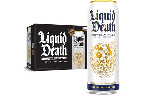 Liquid Death, Still Mountain Water, 8-Pack (King Size 19.2oz Cans), Real Mountain Source, Natural Minerals & Electrolytes