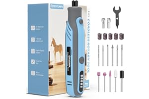SCHTUMPA Mini Cordless Rotary Tool, 4V Rotary Tools with Speed Memory, Rotary Tool Kit with 18 Accessories Including Upgraded Sanding Belt, Small Rotary Tool with Rubber Handle for Long-term Creation