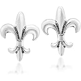 AeraVida Simply Elegant Sterling Silver Fleur-de-Lis Stud Earrings | Minimalist for Women | Trendy | Mother's Day