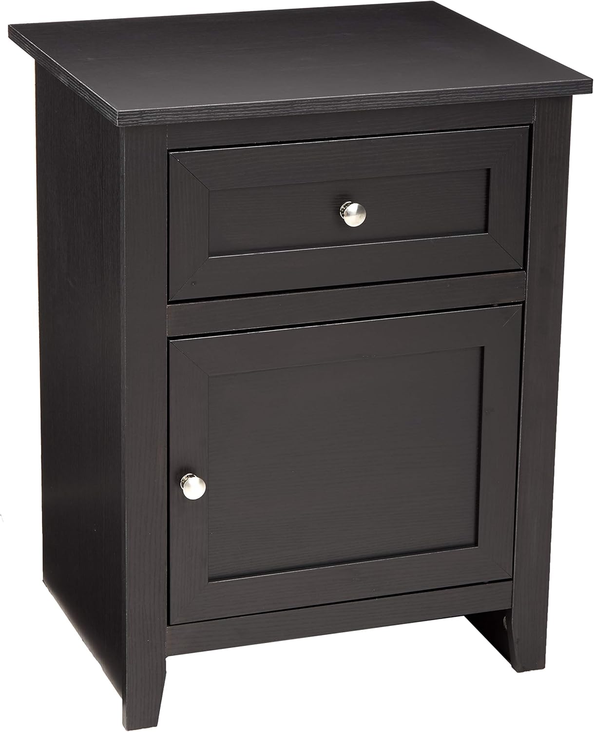 Amazon Com Amazonbasics Classic Wood Nightstand End Table With Cabinet Black Oak Furniture Decor