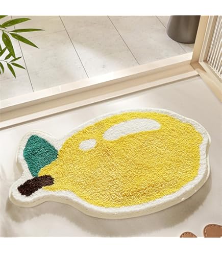 Tapis De Bain Vert Jaune Citron Tapis Salle De Bain Microfibre Tapis De Douche Absorbant Tapis De Salle De Bain Lavable Machine Tapis Bain Antidérapant Epais Paillasson Interieur 40x60