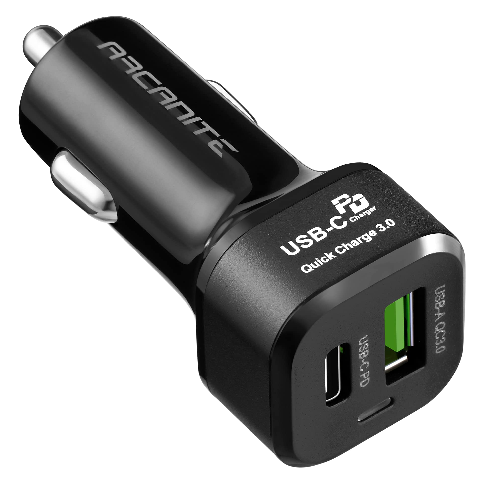 ARCANITE Car Charger, 45W Fast Dual Port USB Charger - USB-C PD3.0(27W), USB-A QC3.0(18W), Premium+