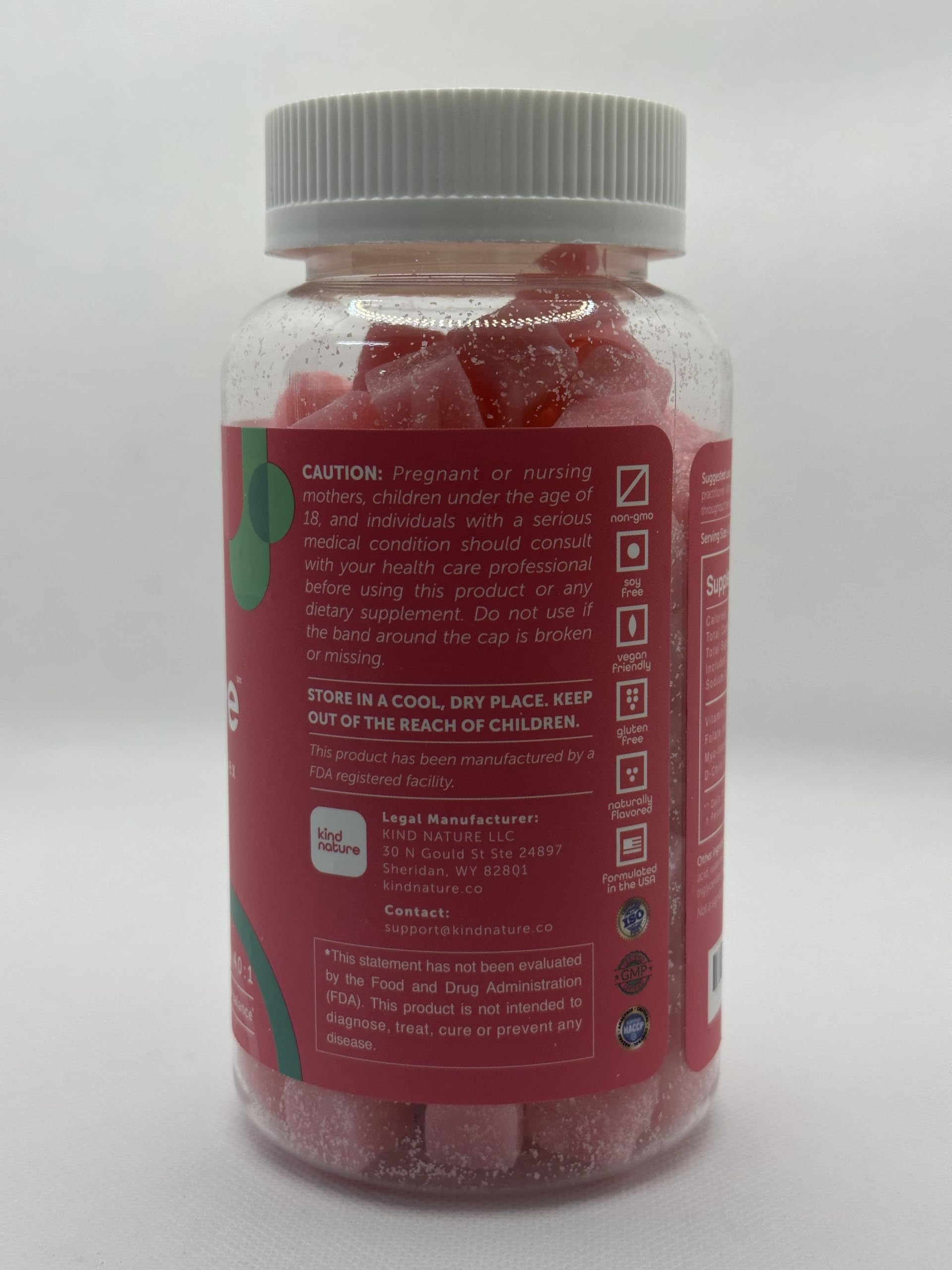 kindnature Myo-Inositol & D-Chiro Inositol Gummies with Vitamin D & Folate - Ideal 40:1 Ratio - 30 Day Supply