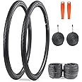 WEEROCK 700C Bike Tire 2 Pack 700 X 35C Road Bicycle Gravel Bike Tires Brown Wall/Black Foldable Replacement Tyres