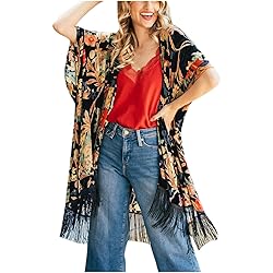 WOCACHI Womens Kimono Cardigan, Womens Casual Solid