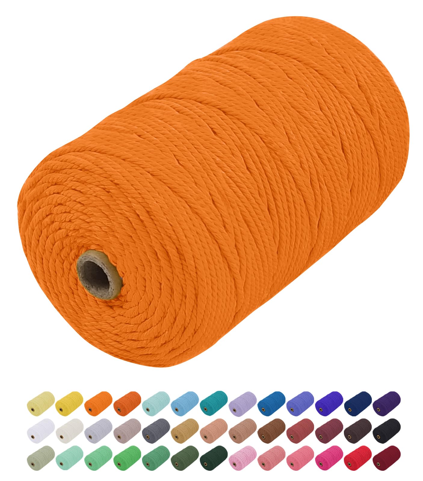 Uiopa Macrame Cord 3mm x 200m, Thick Macrame Rope Yarn Soft Natural Cotton Cord, Coloured 4-Ply Macrame String for DIY Craft, Plant Hangers, Wall Hanging, Christmas Decorations (Golden)