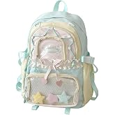 jingyuKJ Kawaii ita Backpack - Cute Backpack Coquette Aesthetic Back Pack Y2K Daypack with Clear Pockets with Clear Pockets (Green)