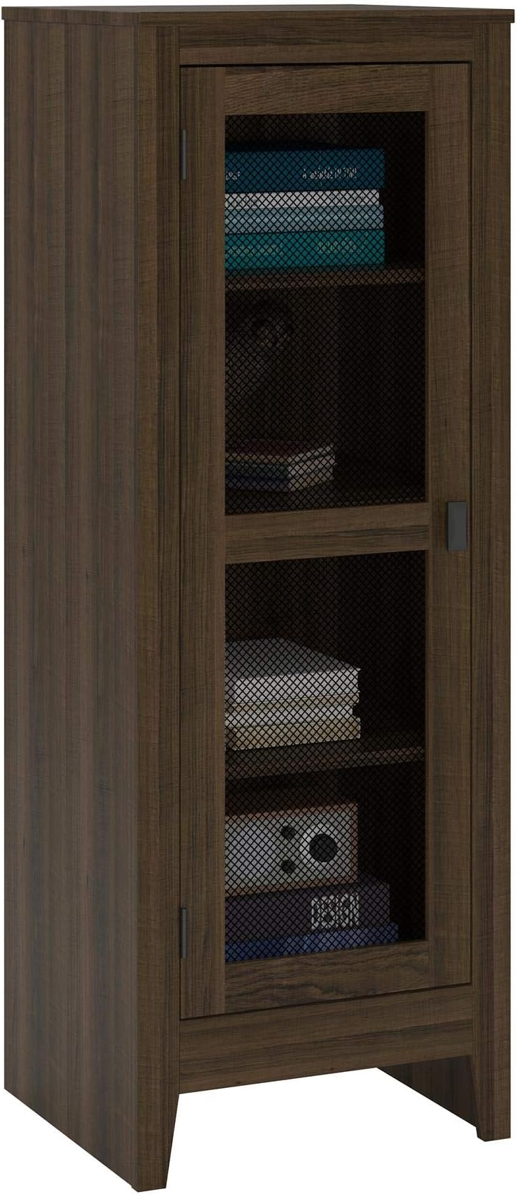 FlexLiving Golden Valley Storage Cabinet with Mesh Door, Brown Oak