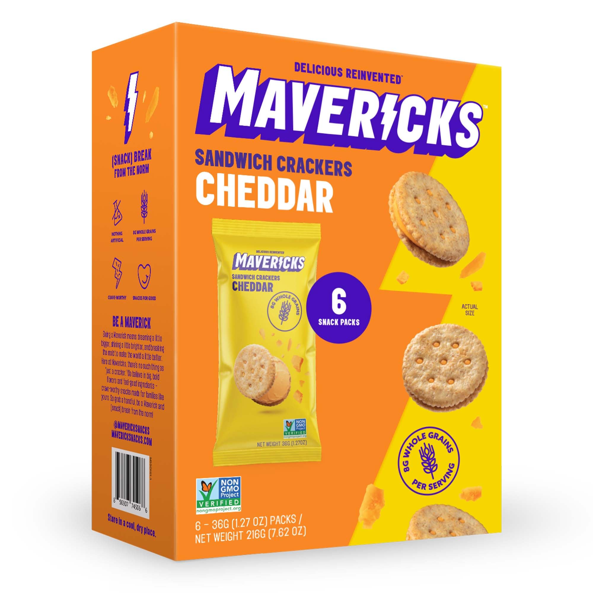 Mavericks Cheddar Sandwich Cracker 6 Count, 1.27 OZ