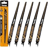 TOLESA Reciprocating Saw Blade Bi-Metal Cobalt for Sawzall Saw 9-Inch 6TPI Nail-Embedded Wood - 5 Pack