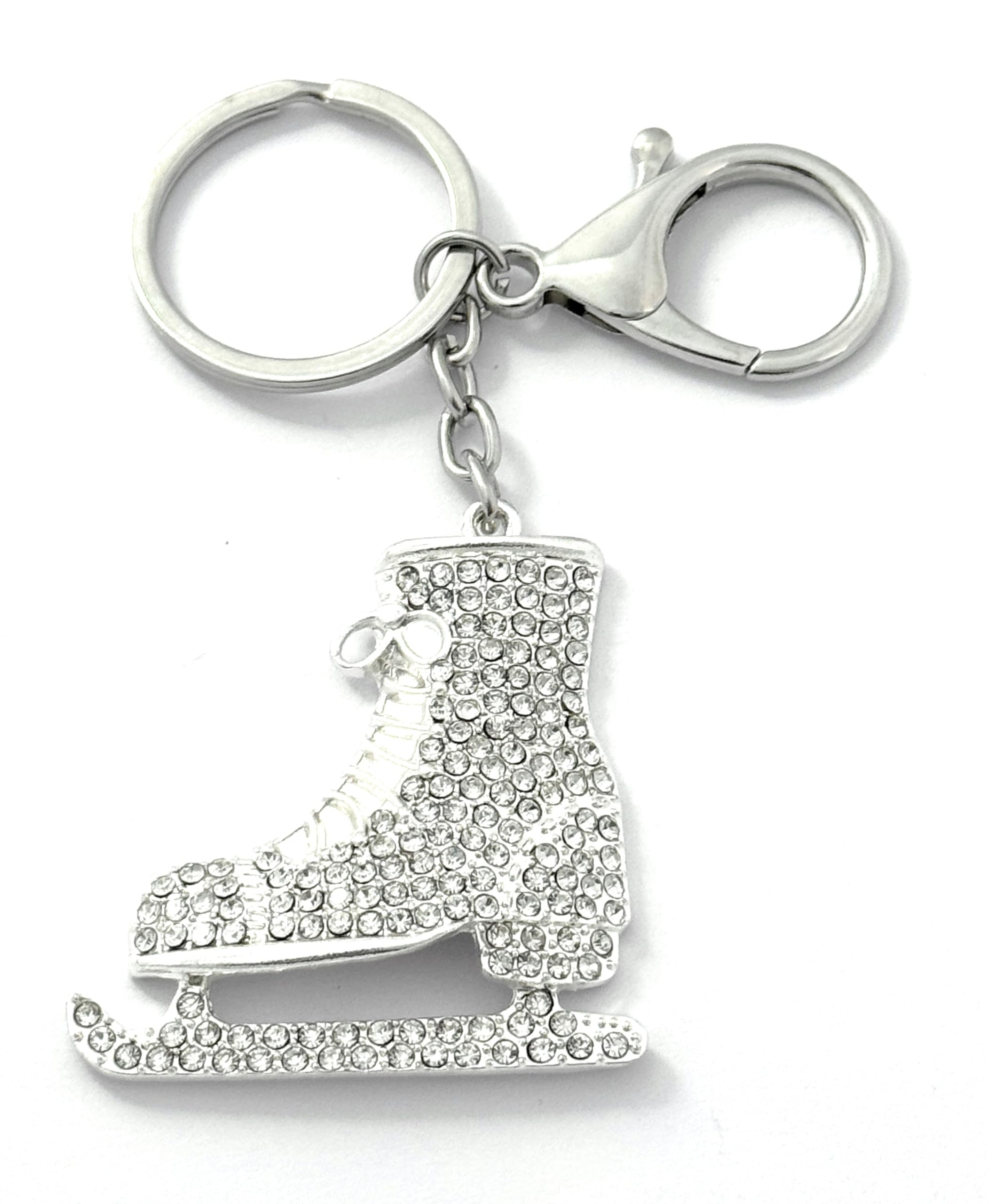 FizzyButton Gifts Ice Skate Keyring Key Ring with Enamel and Rhinestone Charm and Lobster Clasp