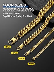 Cuban Link Chain 22inch Stainless Steel Mens Golden