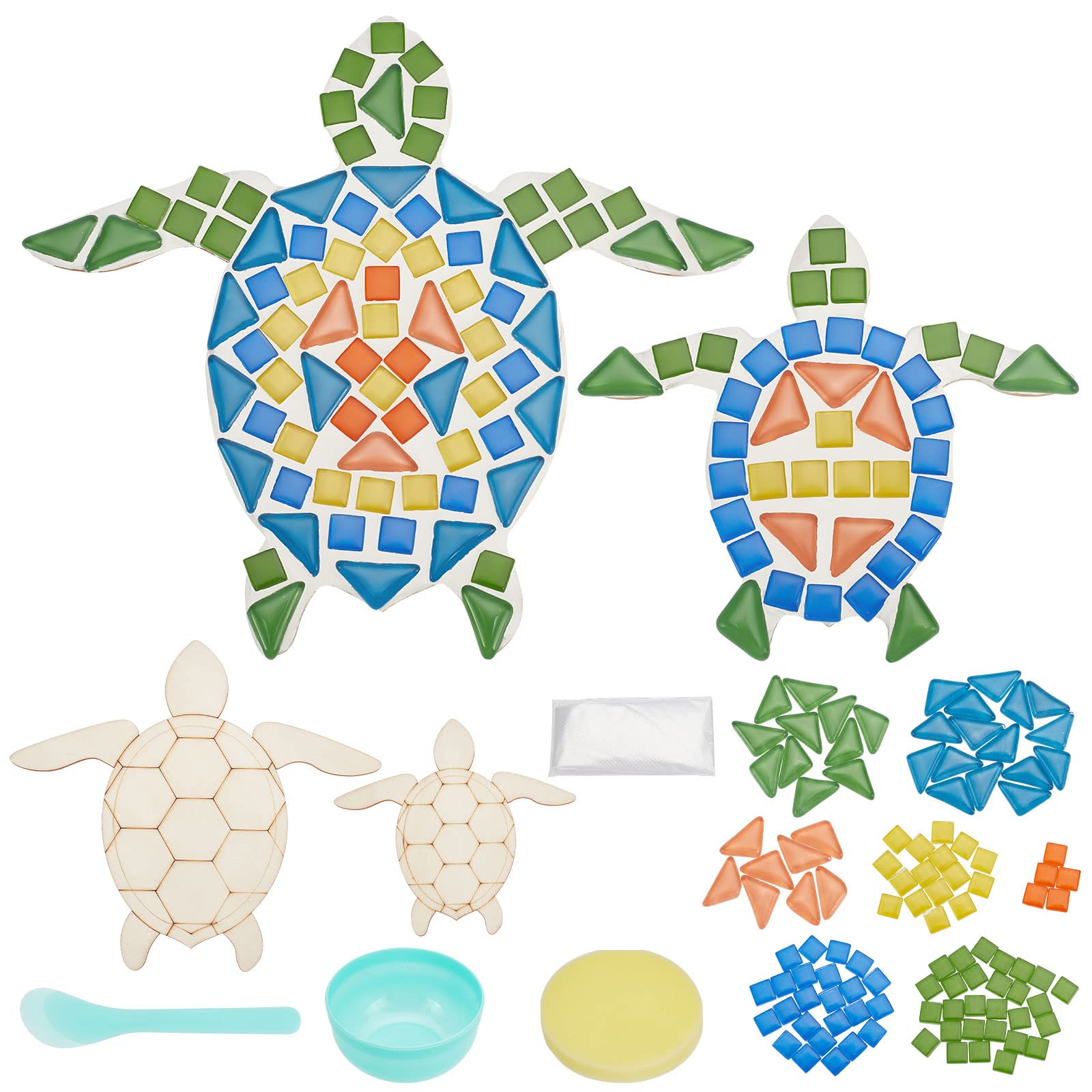 WEBEEDY 2 Set DIY Turtle Mosaic Kit Mosaic Sea Turtle Wall Art DIY Craft Kit for Adults Beginners Patio Yard Pool and Garden Decor Crafts Birthday Gift and Fun Home Activities