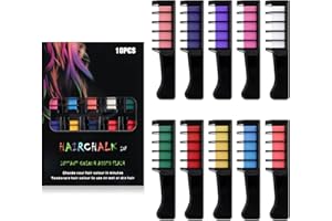 GENERIC Festive Fun Hair Chalk CombsInstant Hair Color Comb,Washable & Temporary Hair Color Dye for All Ages, Hair DIY Perfect for Birthday Party Christmas Gifts New Year (10 Vibrant Colors)