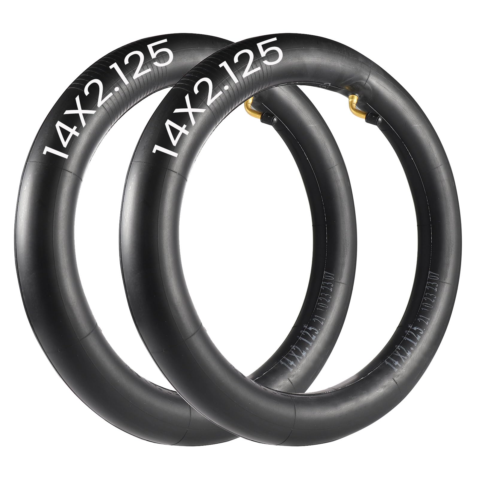 Photo 1 of 2-Pack 14 x 2.125 Bike Inner Tube,14 Inch Electric Bike Replacement Tubes with Angled Valve Stem Compatible with Electric Scooters, E-Bike Tire Tube and More
