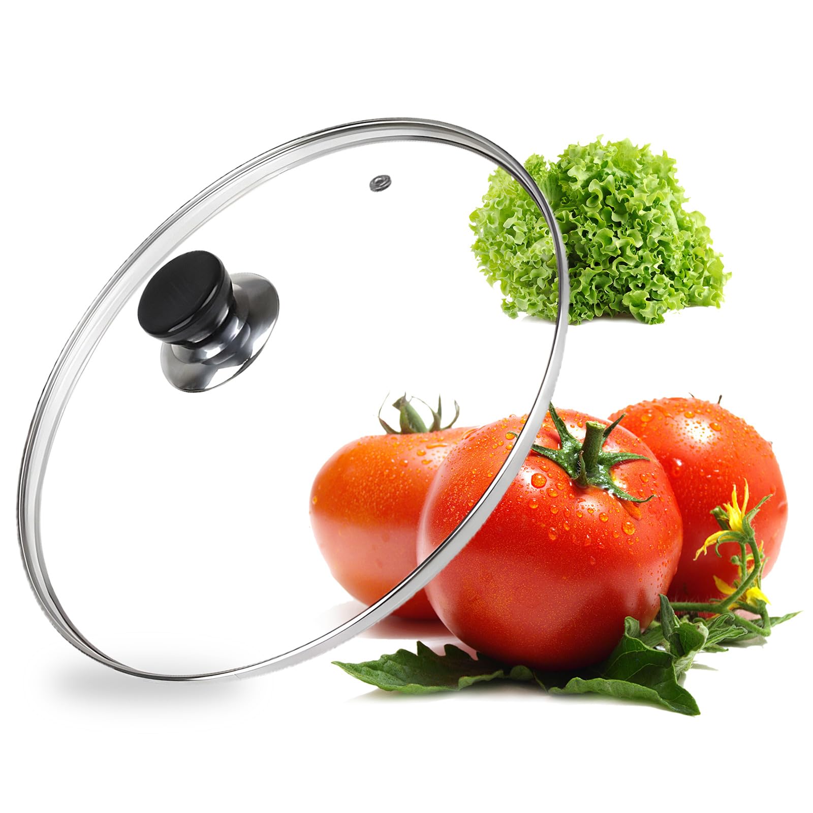Photo 1 of 10inch Pan Cover, Tempered Glass Pot Lid with Stainless Steel Rim, Shatterproof and Heat Resistant, Clear Universal Cover for Frying Pans, Skillets (10 inch)